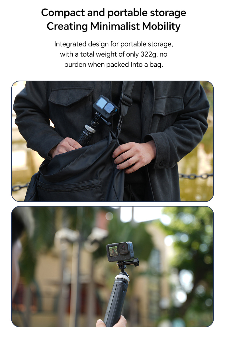 TELESIN 360° Rotation 1.5M Selfie Stick Tripod for GoPro Hero 13 12 11 ...