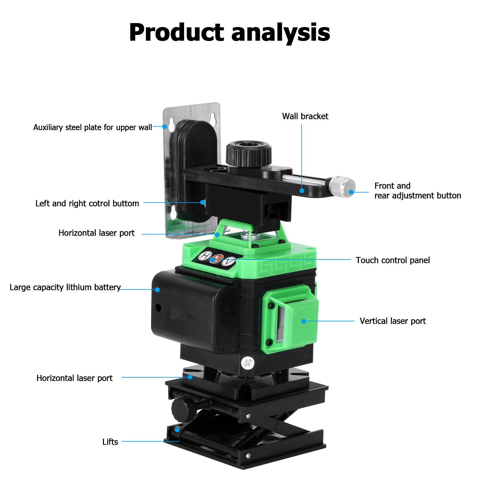 Laser level 8/12 line green 360° Auto adjustable Laser line level Lazer ...