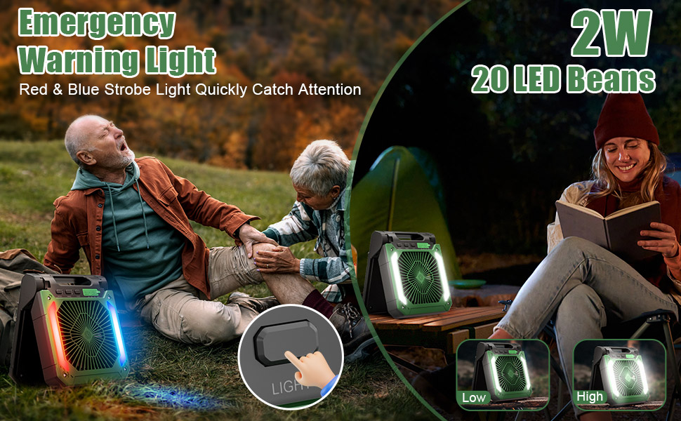 INOPOWER 20000mAh Solar Fan with LED Light Portable Rechargeable ...