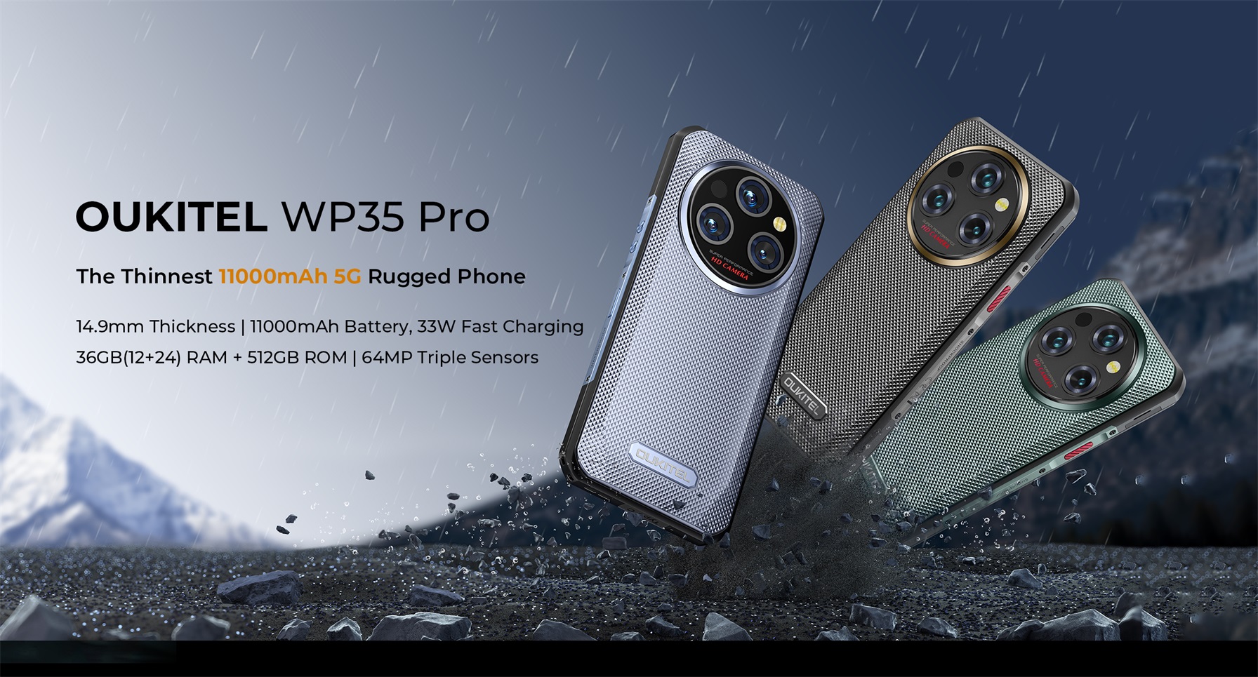 OUKITEL WP35 PRO 5G Mobiles 36GB+512GB 6.6inch 2.4K Display 11000mAh ...