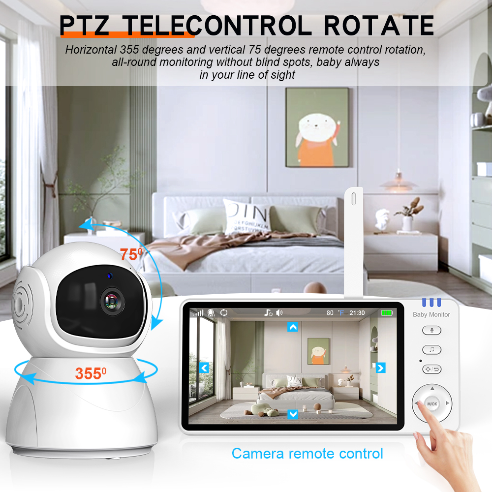 5.0 inch Baby Monitor ABM570 Wireless Video IPS Screen With 4X Zoom ...