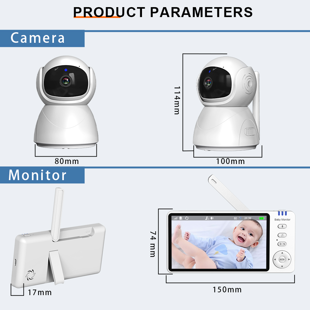 5.0 inch Baby Monitor ABM570 Wireless Video IPS Screen With 4X Zoom ...