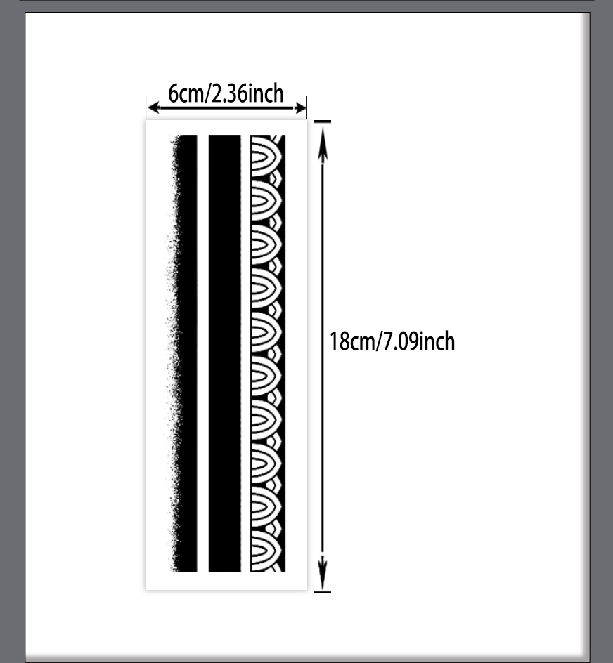 Waterproof Fake Tattoo Curved Strip Arm Sticker for Men & Women Long ...