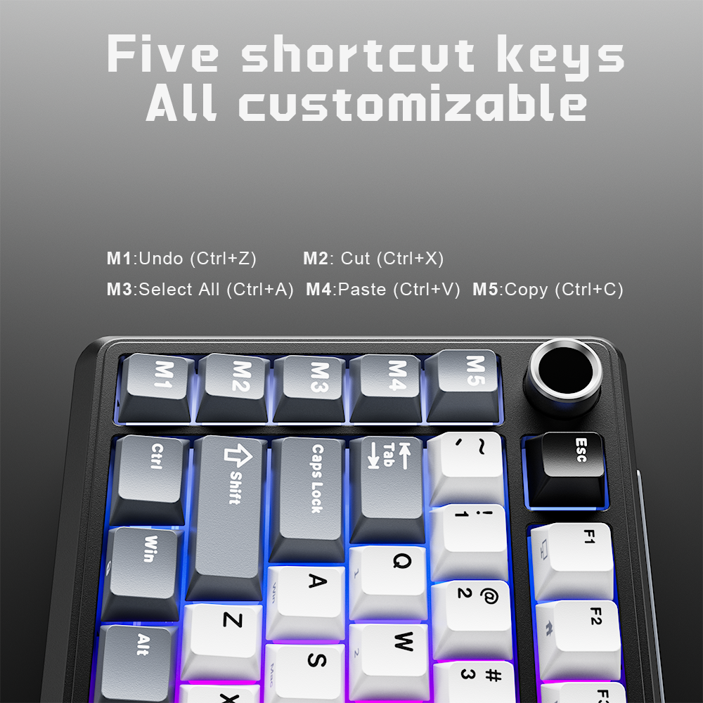 Royal Kludge RK L75 Knight Black 85 Key Diy 3 Modes RGB Wired Bluetooth ...