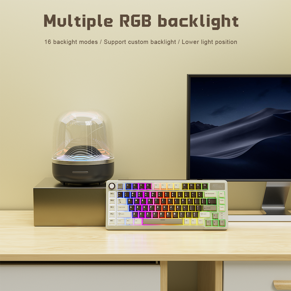 Royal Kludge RK L75 Palm Green 85 Key Diy Tri-Mode RGB Wired Bluetooth ...