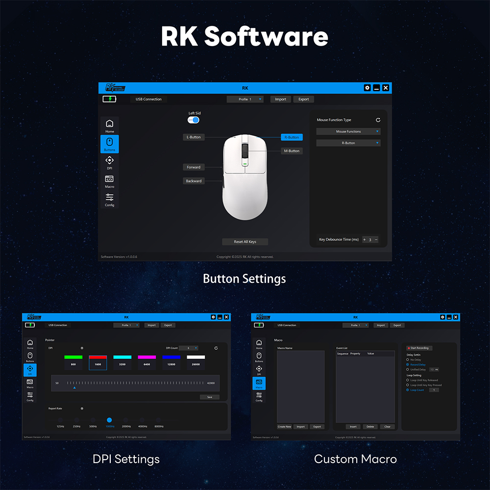 RK M3 Royal Kludge 8k 8000Hz Wireless Mouse Tri-Mode Bluetooth Wireless ...