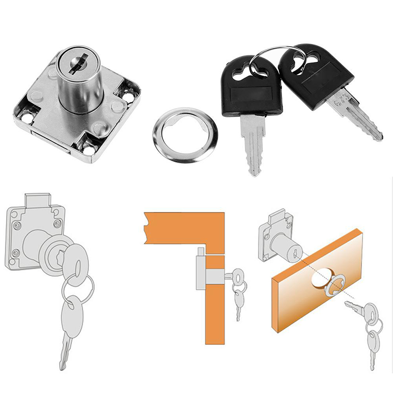 KIPRUN Drawer Lock with 2 Keys Lock Locker Furniture Hardware Door ...