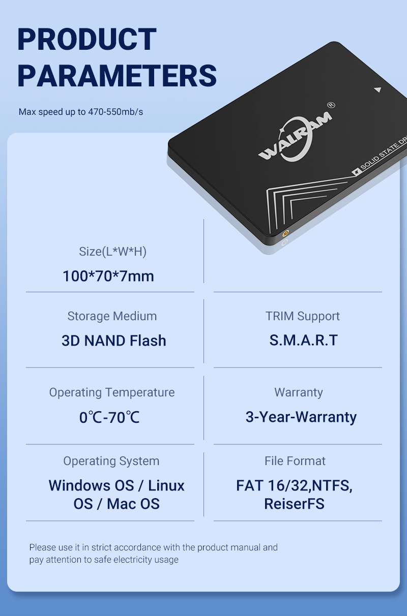 Walram SSD 128GB 256GB 512GB Solid State Drive 3D TLC 2.5″ SATA SSD for ...