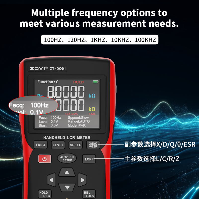 Multimètre LCR Portable ZT-DQ01 - Mesure Auto Inductance/capacitance/résistance - Affichage 5 Digits