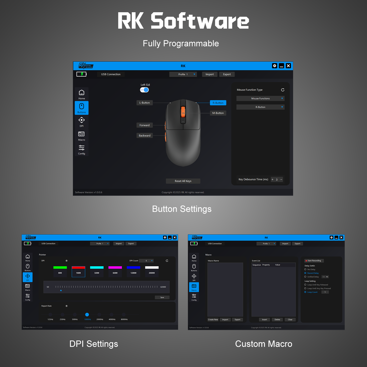 RK M30 Royal Kludge Wireless Mouse Tri-Mode Bluetooth Wireless PAW3311 ...