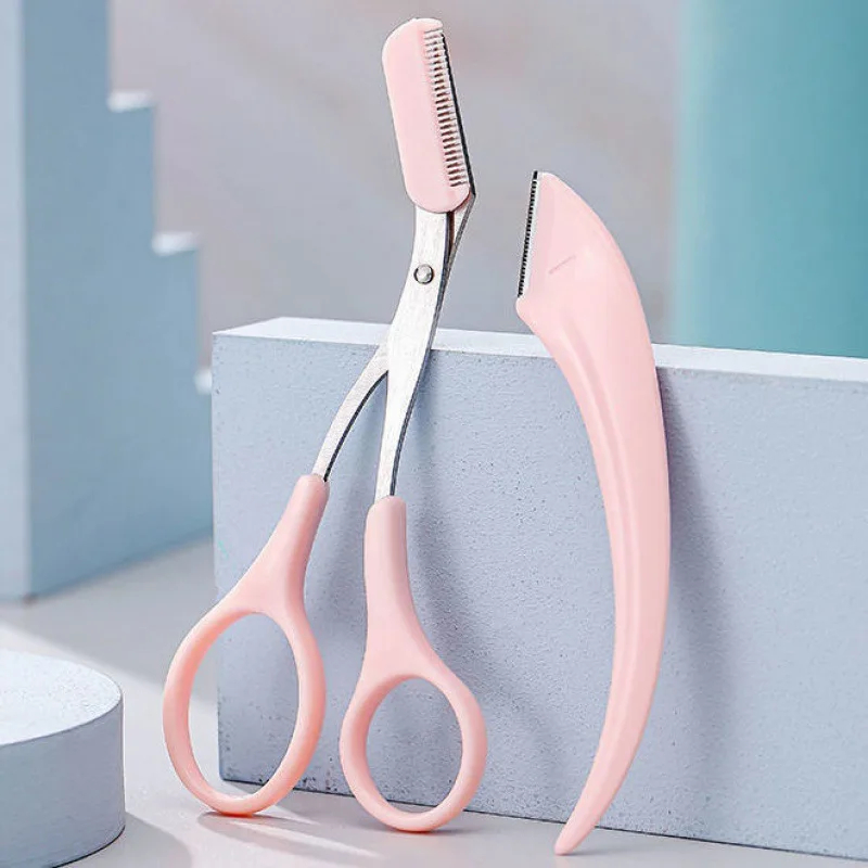 Pink 3 Piece Eyebrow Razor Set Stainless Steel Build Guarantees High ...