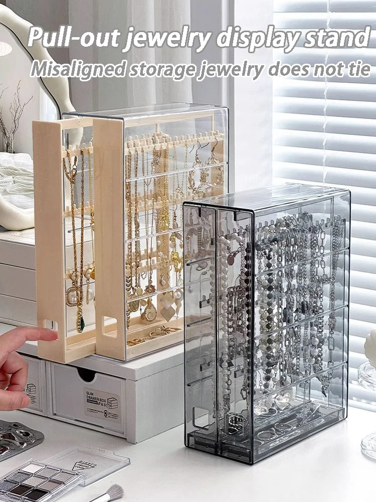 Large Capacity Acrylic Transparent Jewelry Rack Necklace Ring Earrings ...