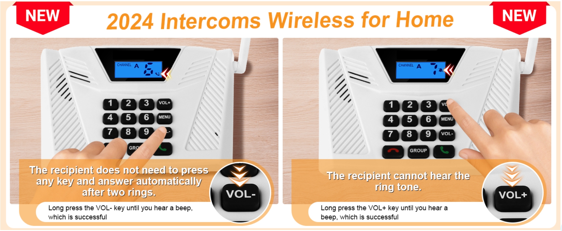 Intercoms Wireless for Home Upgrade, Hands Free Intercom 5300 Feet ...