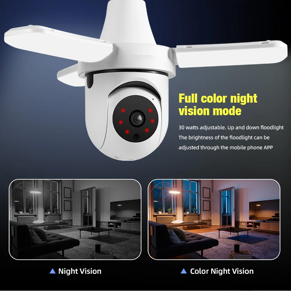 V380 Pro CCTV 360 Bulb 1080P HD Wireless WiFi Camera Auto Tracking Full ...