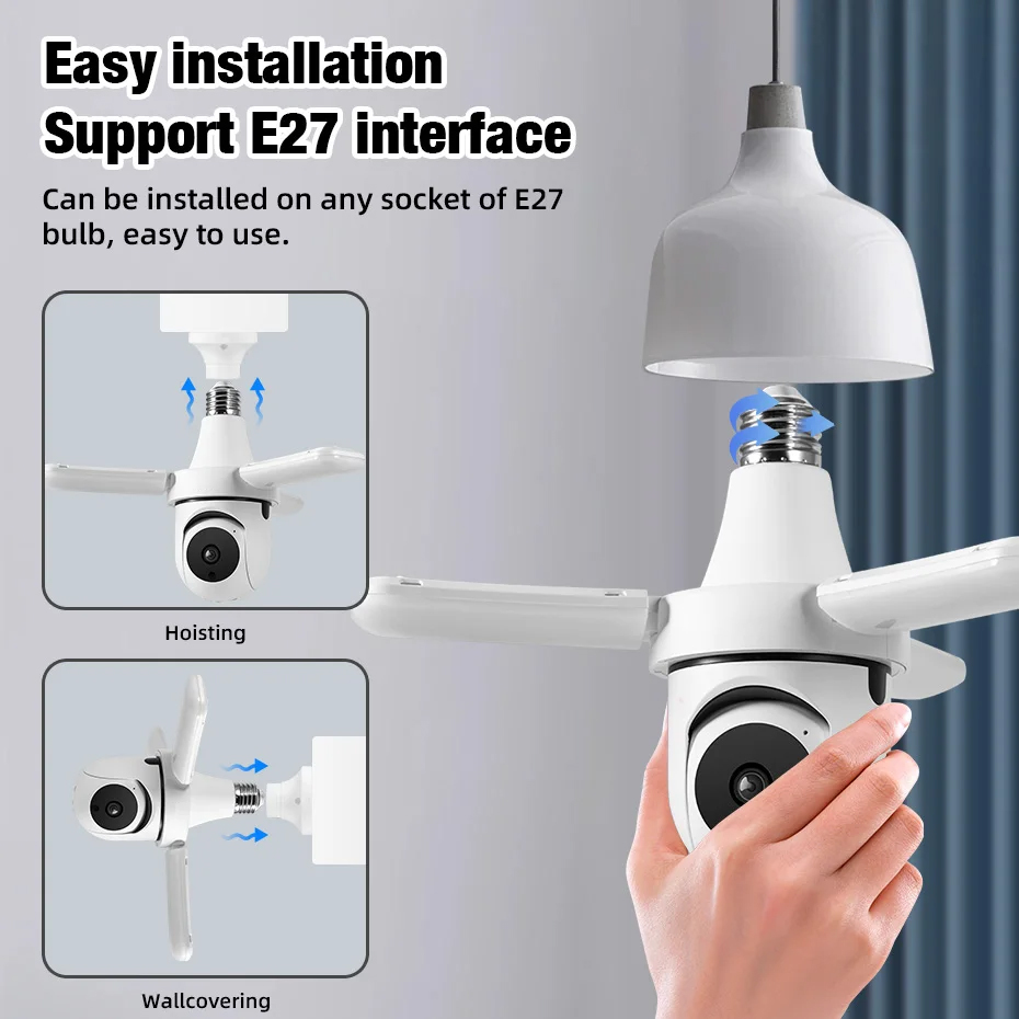 V380 Pro CCTV 360 Bulb 1080P HD Wireless WiFi Camera Auto Tracking Full ...