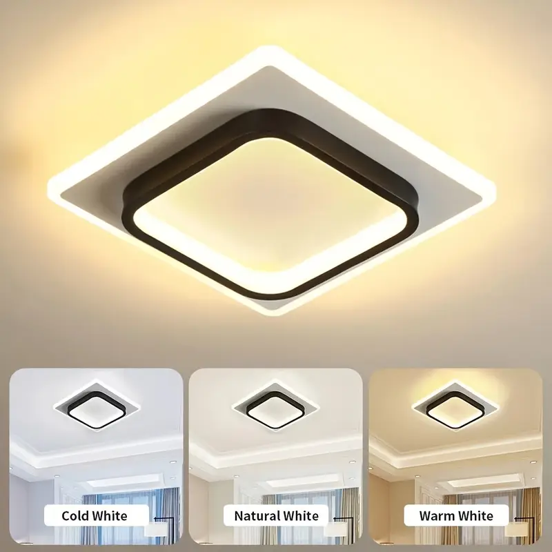 TEECK LED Ceiling Light Tricolor Chandelier Modern Nordic Square Lights ...