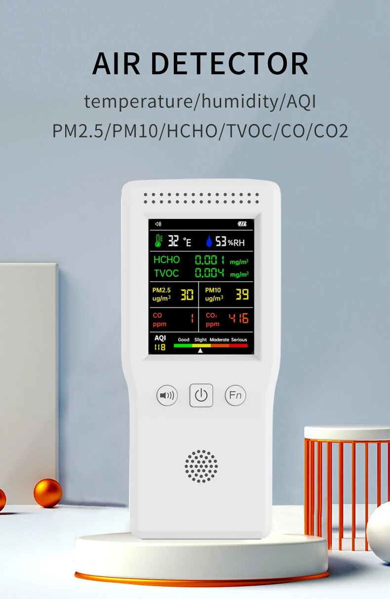 9In1 Air Quality Detector PM2.5 PM10 HCHO TVOC CO CO2 AQI Temperature ...