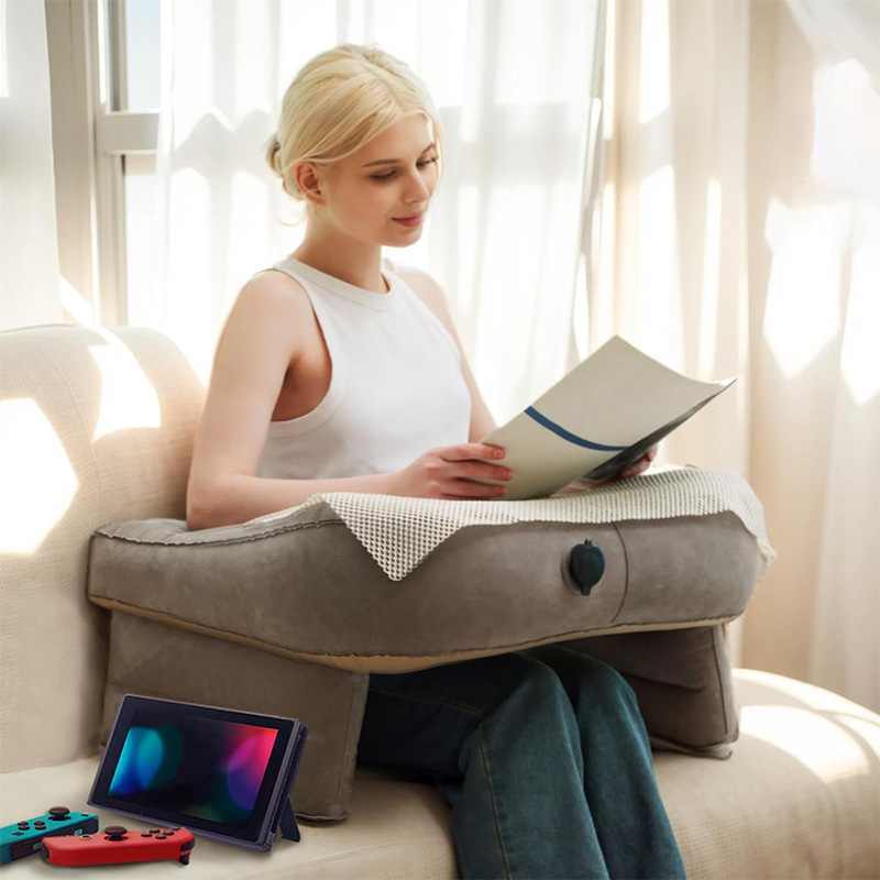 Inflatable reading desk sofa with armrests, flocked computer desk, a ...