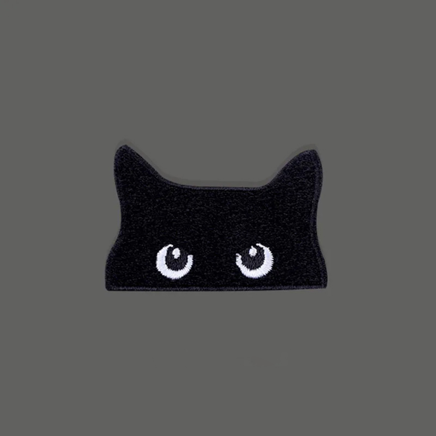 Patch Ricamata Gatto Nero Portafortuna - Da Stirare O Cucire Su Giacca, Cappotto, Borsa - 7x7,1 Cm
