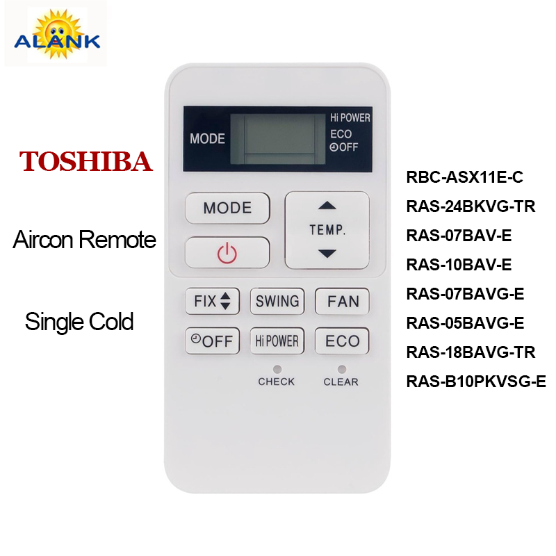 Télécommande De Rechange BRC-ASX11E-C Pour Climatiseur Toshiba - Compatible Avec Nombreux Modèles RAS-/RBC- - Sans Programmation