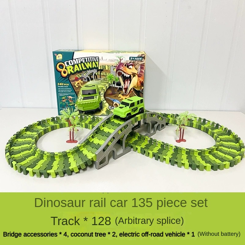 Electric Rail Toy Car Dinosaur/City Track Car Train Toys for Kids Boy ...