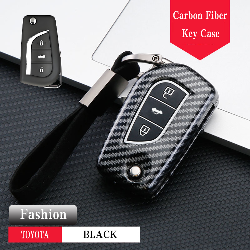 Toyota corolla Altis Carbon Fiber Car Key Case Toyota Revo Key Cover ...