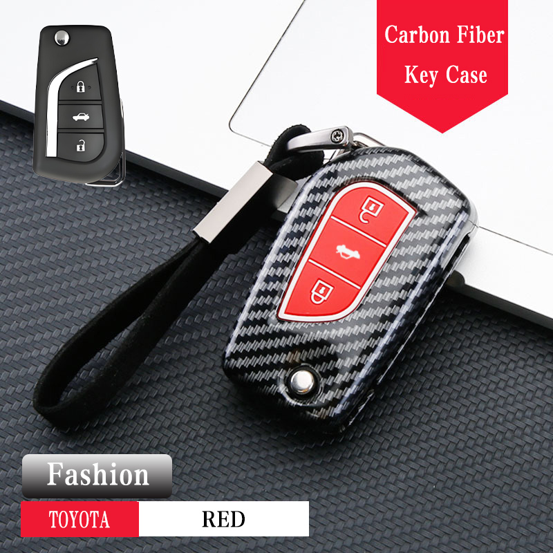 Toyota corolla Altis Carbon Fiber Car Key Case Toyota Revo Key Cover ...