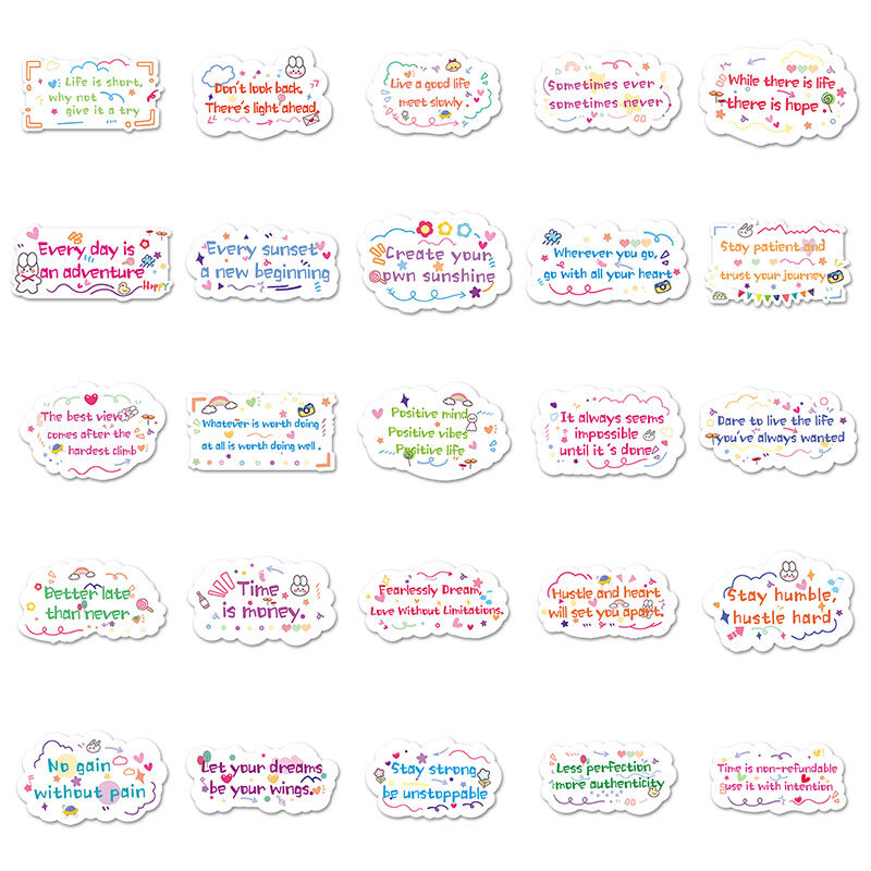 50pcs Motivational English Sticker Graffiti DIY Laptop Luggage Travel ...