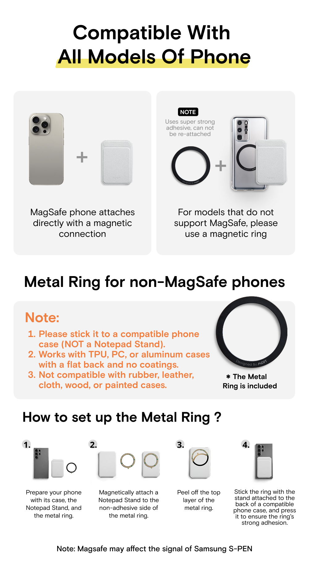 MOFT Snap Flow Notepad Phone Stand MOVAS™ - Magnetic Compatible ...