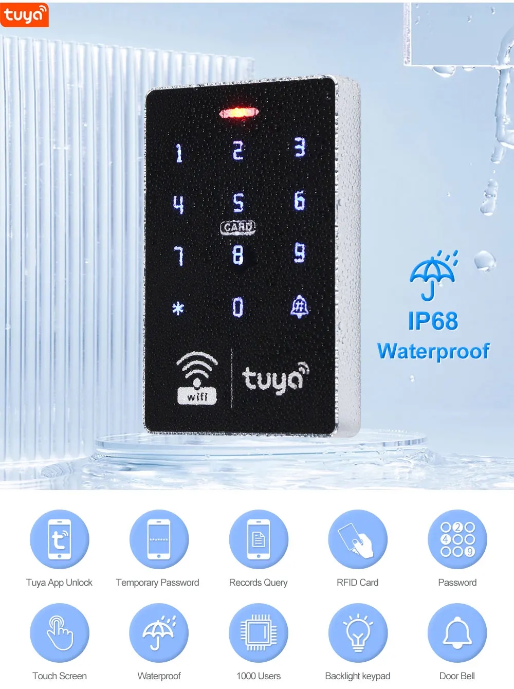 Wifi Tuya Door Access Control System Kit Set Waterproof RFID Keypad ...