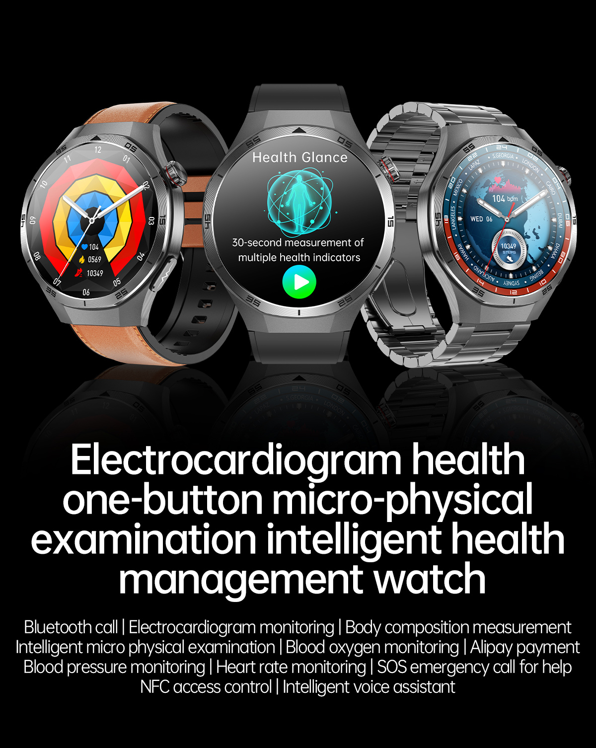 NORTH EDGE NFC AI Health Smartwatch 1.56-pulgadang AMOLED screen ECG ...