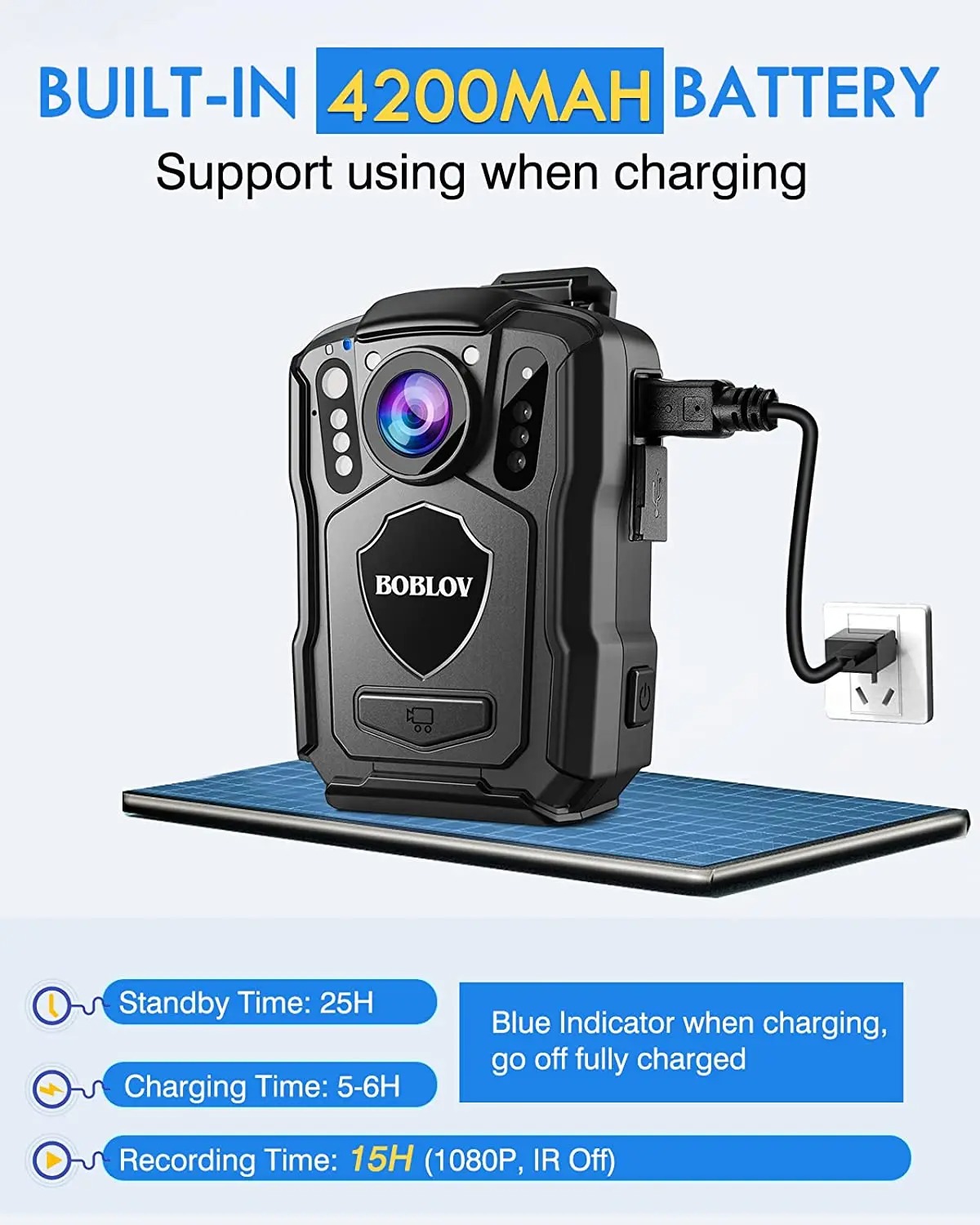BOBLOV M5 1440P Body Camera 64GB Police Recorder 4200MAH Battery ...