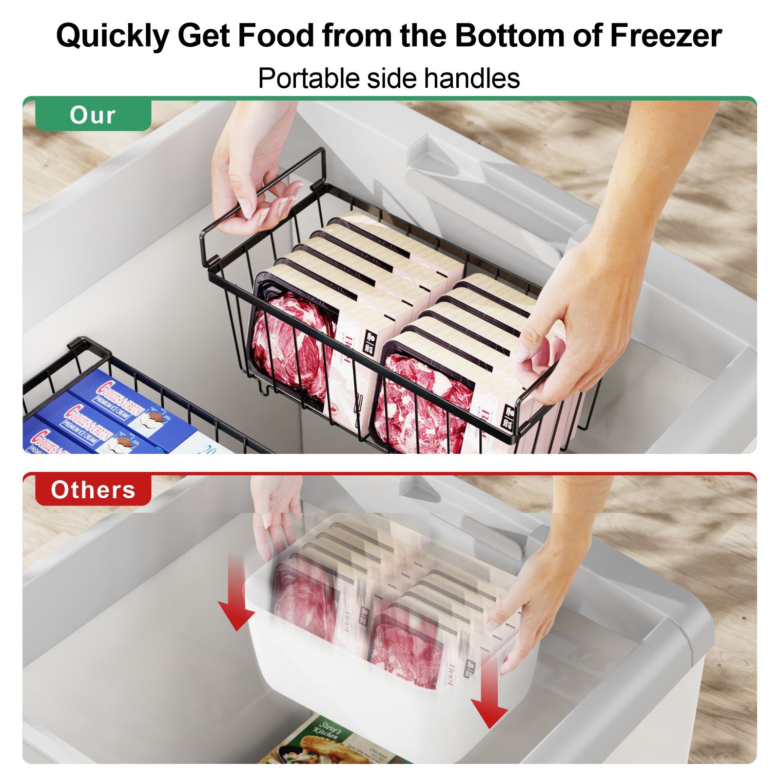 Cambond 4/8Pack Stackable Chest Freezer Basket Organizer Fridge Storage ...