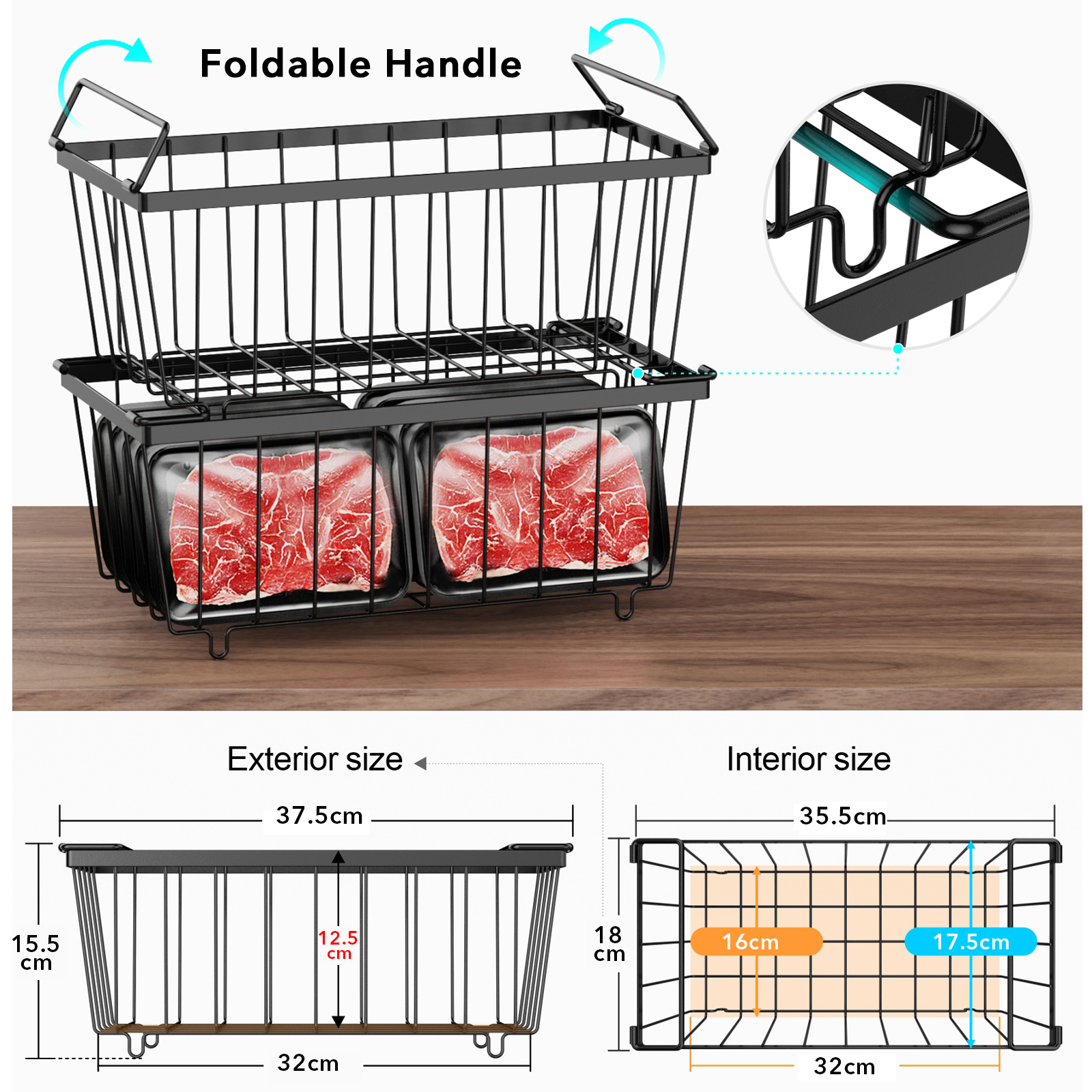 Cambond 4/8Pack Stackable Chest Freezer Basket Organizer Fridge Storage ...