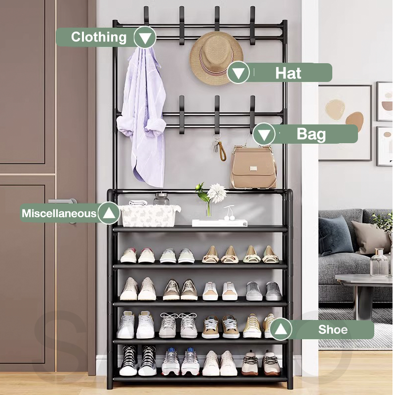 Multifunctional 4-Layer Shoe Rack | Floor Organizer for Shoes, Coats ...