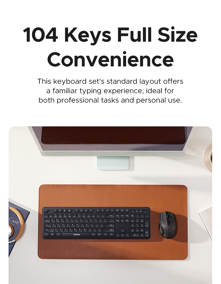 UGREEN 2.4G Wireless Slient Keyboard Ergonomic Design 10M Transmission ...