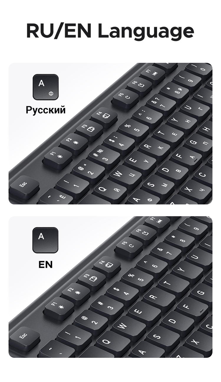 UGREEN 2.4G Wireless Slient Keyboard Ergonomic Design 10M Transmission ...
