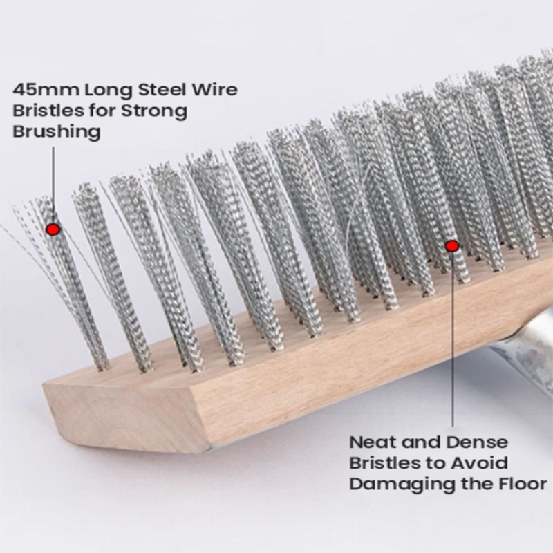 20/30/50CM Stainless Steel Wire Brush Floor Scrub Wire Brush With Wood ...