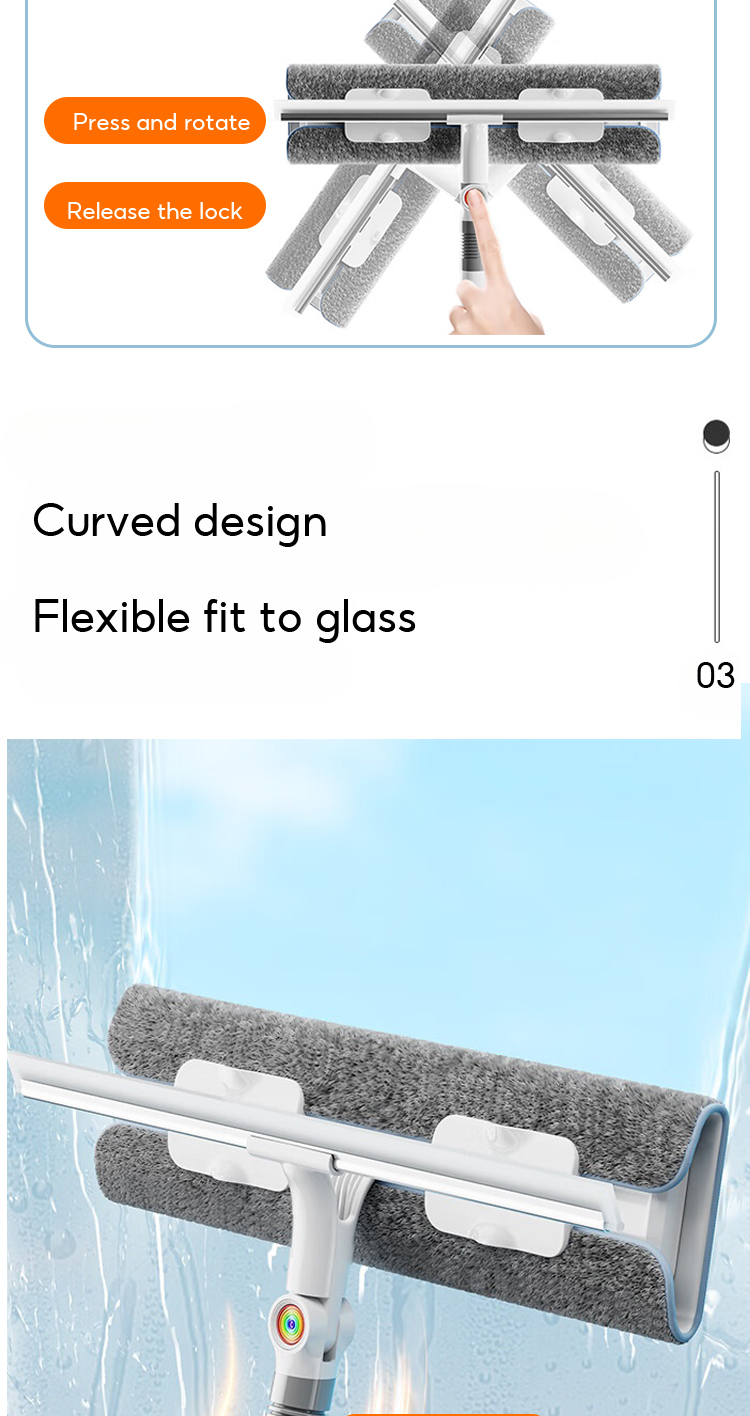 JOYBOS 3in1 Window Mop Double-Sided Cleaning Glass Window Squeegee Mop ...