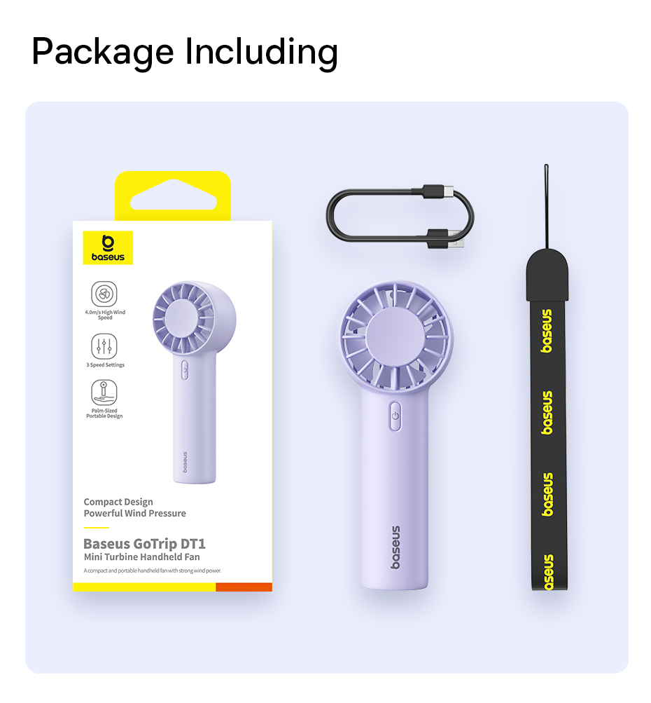 【24-Month Warranty】Baseus GoTrip DT1 Mini Handheld Fan USB Rechargeable ...
