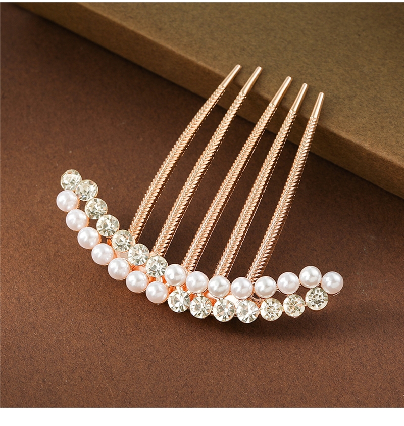 Single set Korean new five tooth comb with pearl and diamond inlay for ...