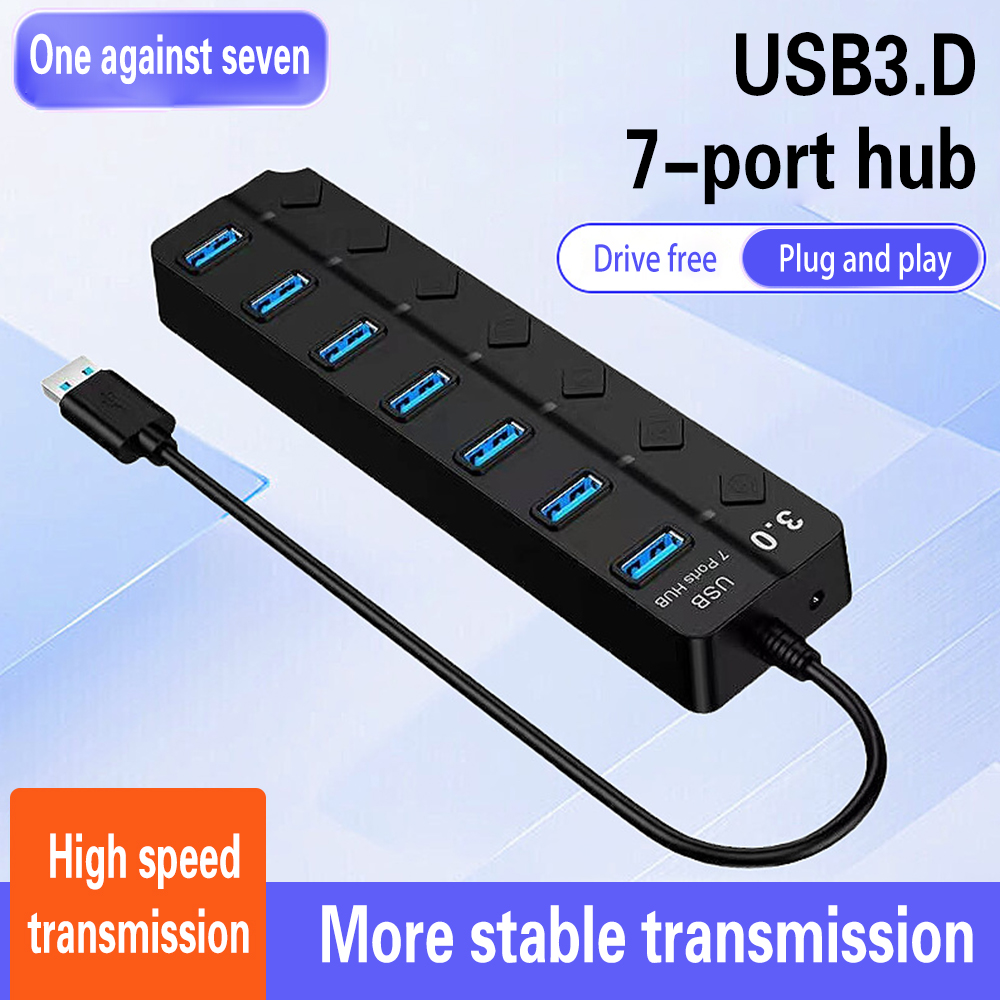 7 Port USB3.0 Adapter Portable USB Multiport Usb Hub USB 3.0 Ports Hub ...