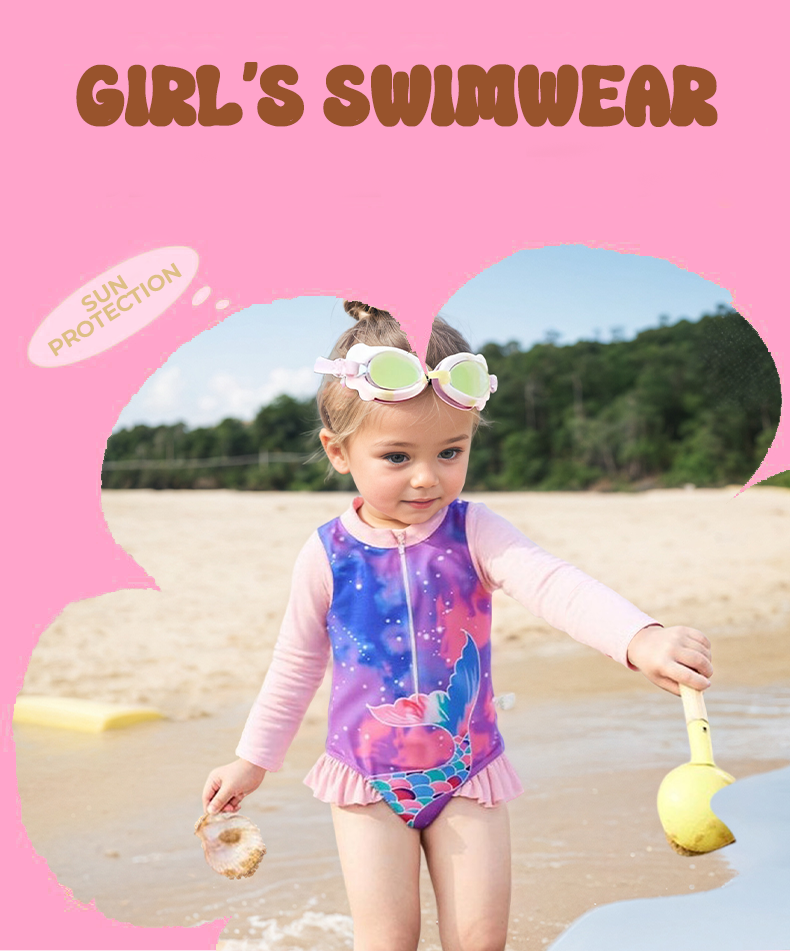 Oscarbaby Swimsuit For Kids Girl Long Sleeve Quick-Dry Sun Protection ...