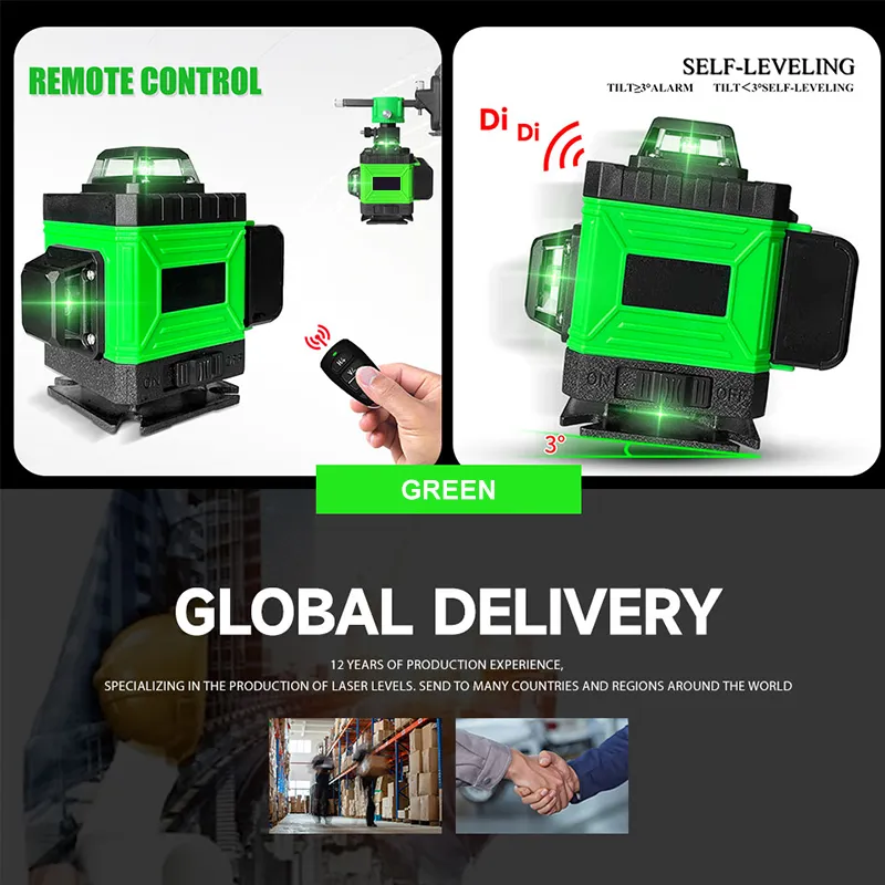 Laser Level 8/12/16 Line Green Light Level Instrument High-precision ...