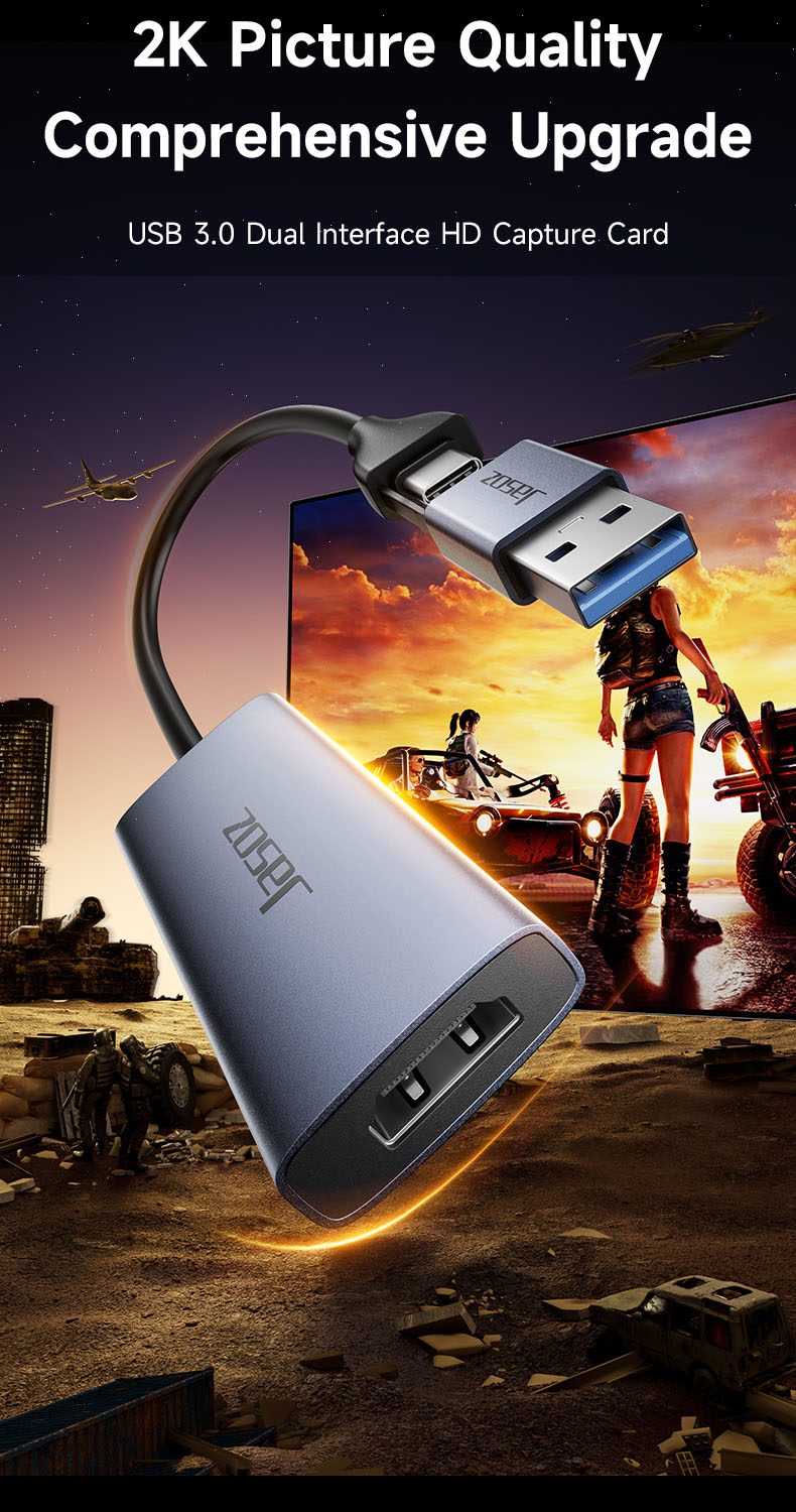Jasoz 2 in 1 USB 3.0/Type-C Video Capture Card Game Live Streaming ...