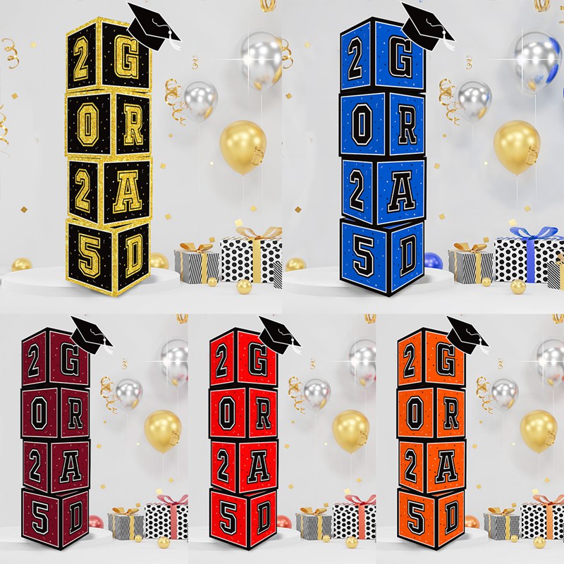 2025 Grad Paper Box 5Colors Graduation Foldable Cardboard Decorations ...