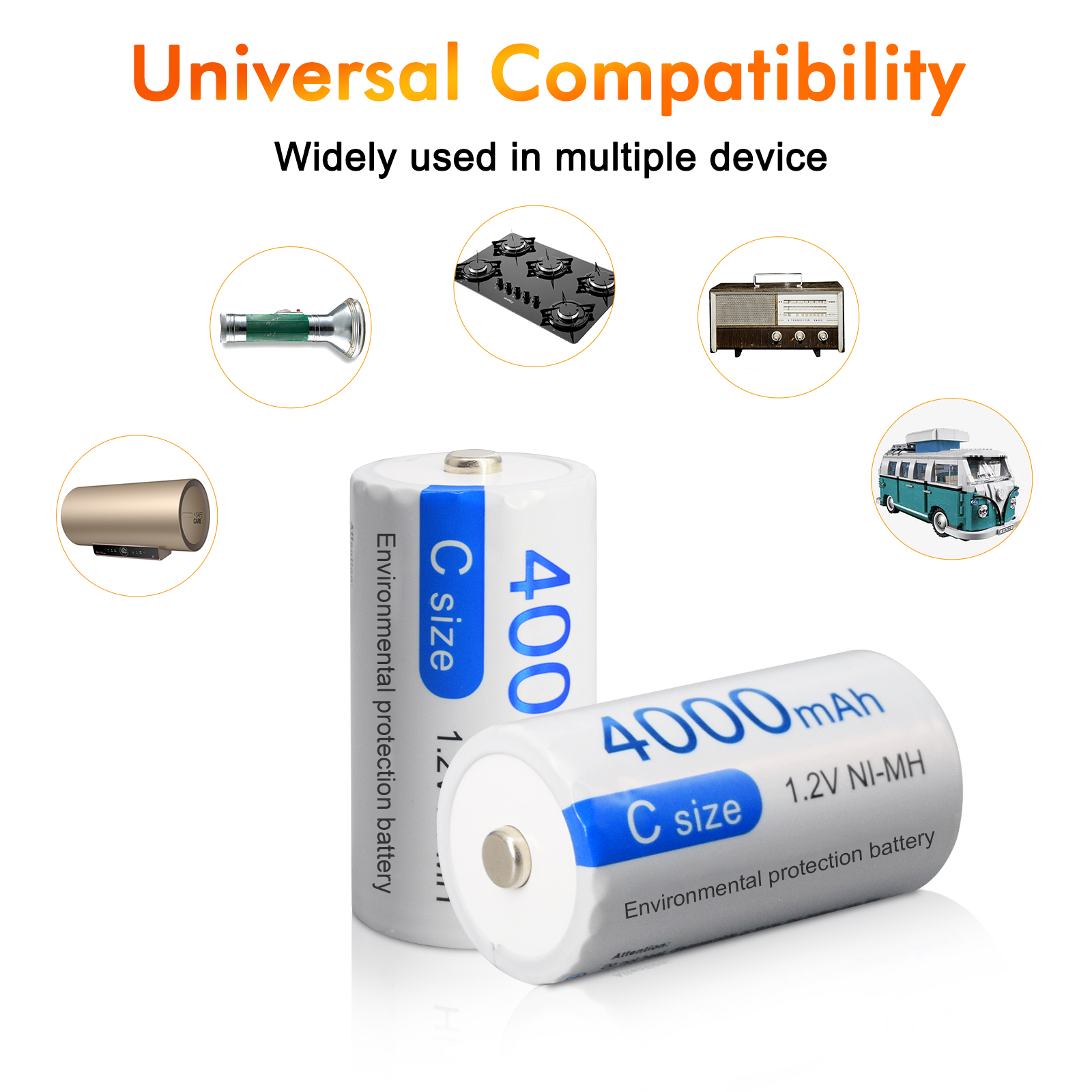 PALO C Size Rechargeable Battery R14 4000mAh 1.2V NIMH Battery LCD ...
