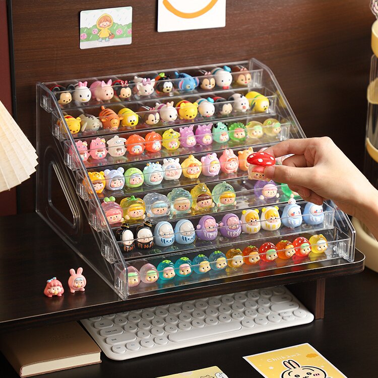 big Capacity Multilayer Acrylic Anime Badge Photocards Cosmetic Ladder ...