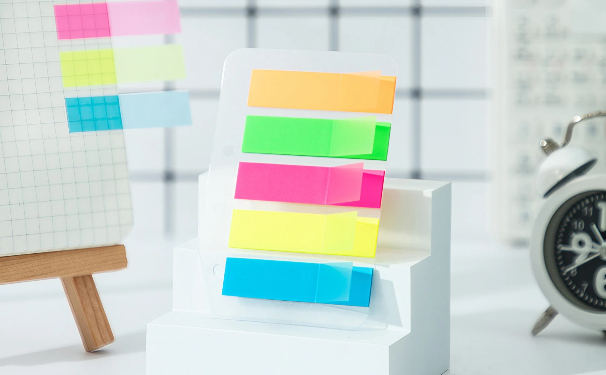 M&G 100 Fluorescent Sticky Notes 5 Color Strips - Creative, Cute ...