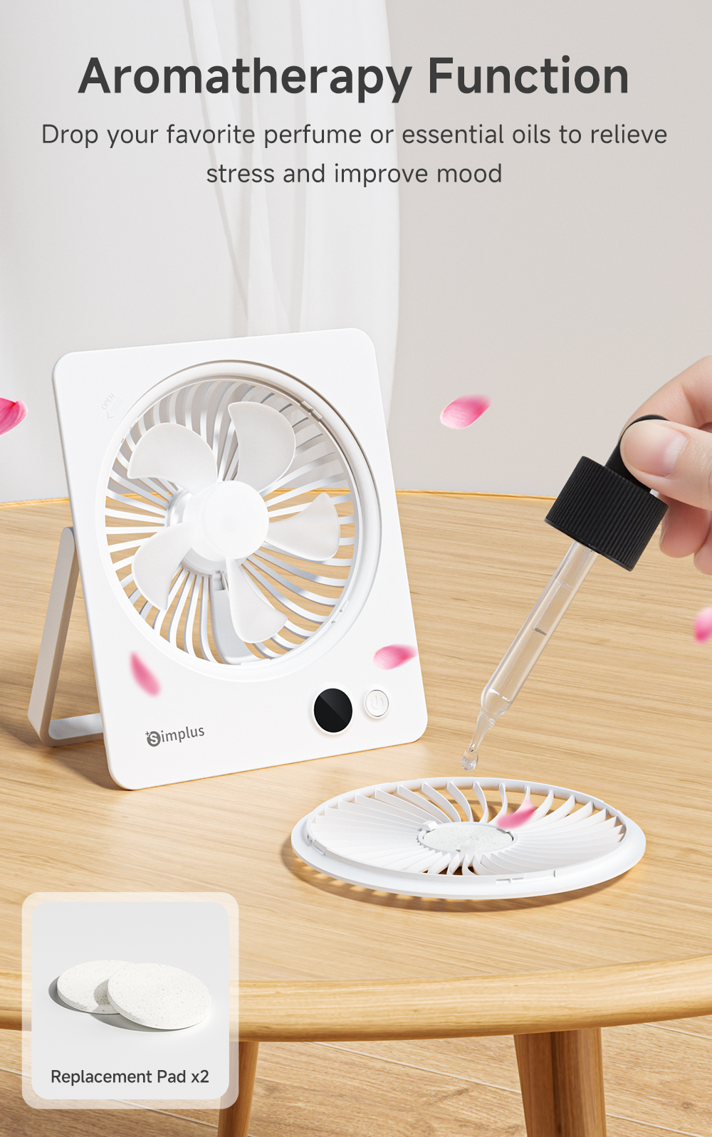 Simplus Compact Desktop Fan Type-C Rechargeable Portable Aroma Diffuser ...